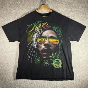 Y2K Bob Marley high times 420 Rasta big graphic tee shirt tshirt Size XL